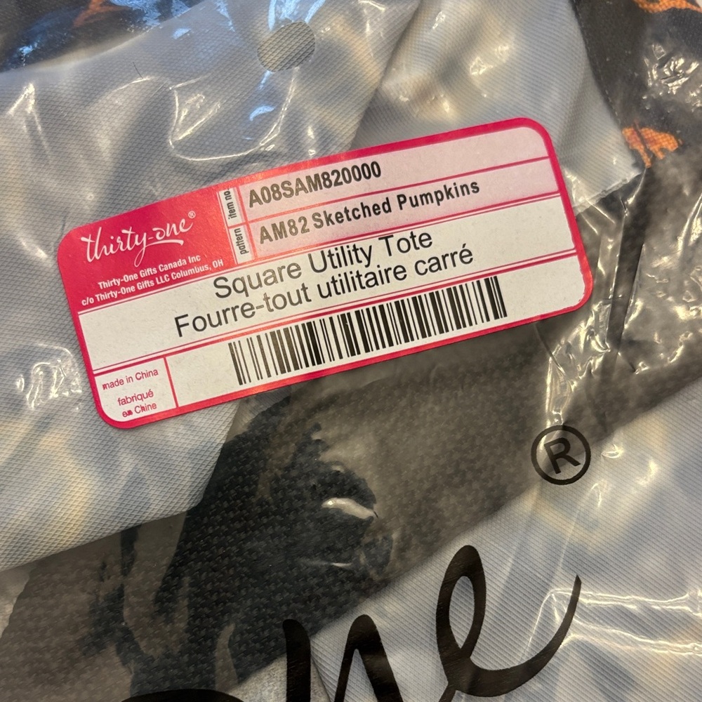 Thirty-One square tote : sketched pumpkins